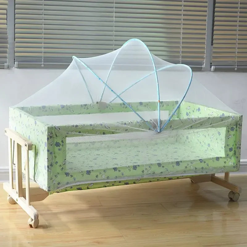 Foldable Shaker with Mosquito Net,Solid Wood Cradle Bed Can Swing,Baby Stroller,mobile Baby Carriage,Infant Crib,baby Nest Bed