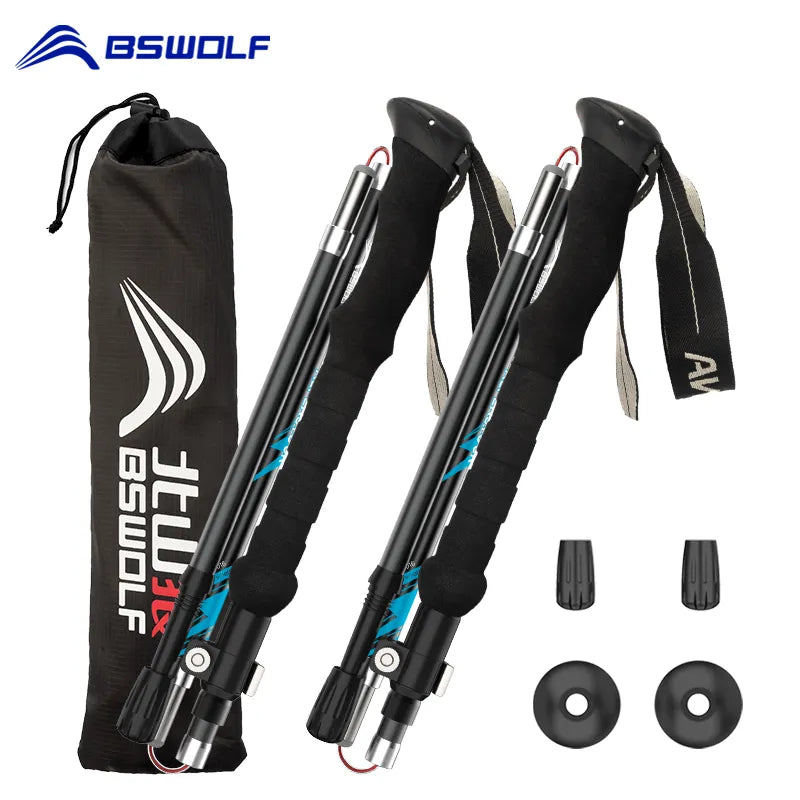 Folding Trekking Poles Ultralight Nordic Walking Stick Hiking