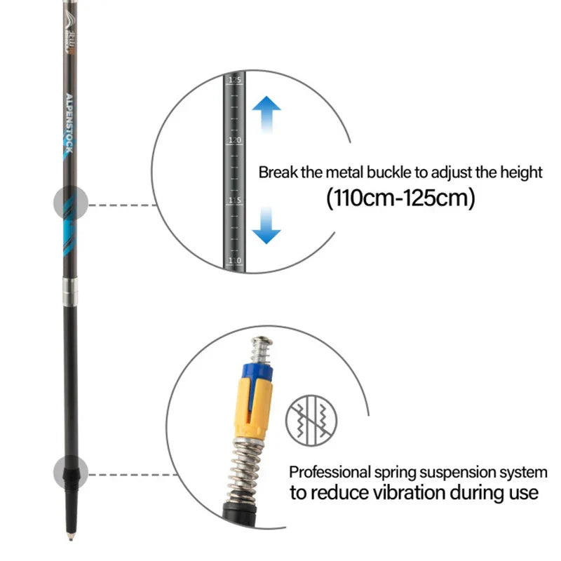 Folding Trekking Poles Ultralight Nordic Walking Stick Hiking