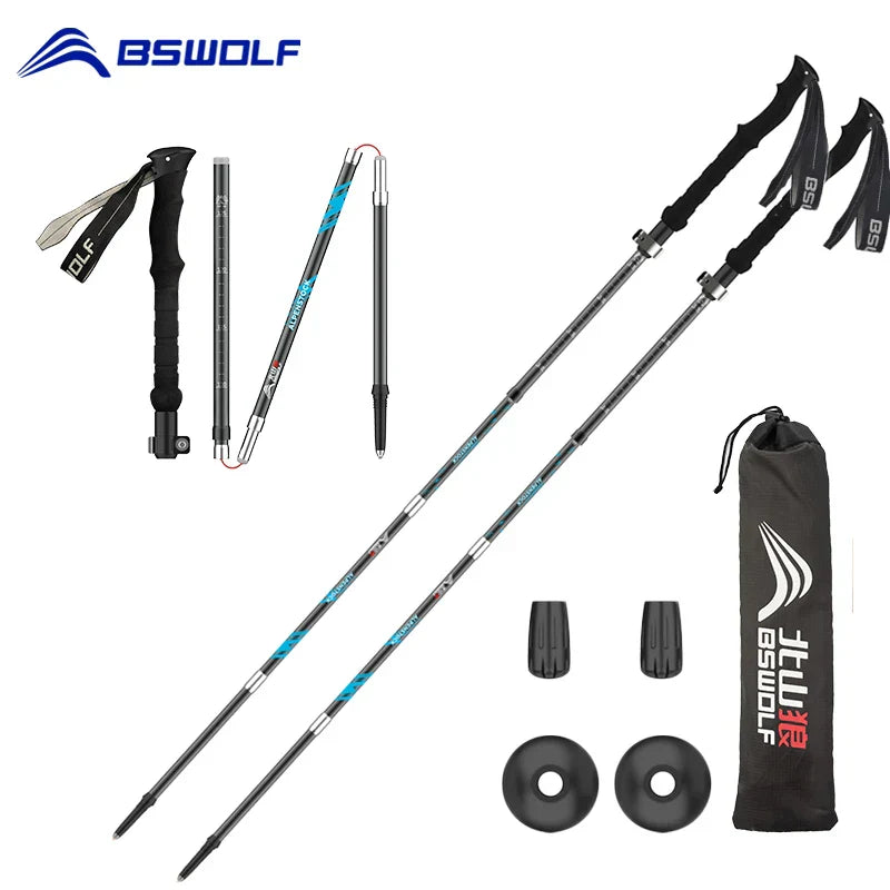Folding Trekking Poles Ultralight Nordic Walking Stick Hiking