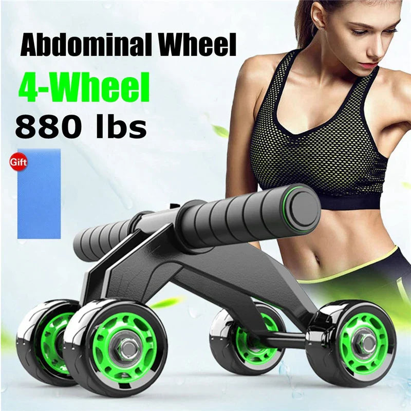 Four Wheeled Abdominal Wheel Ab Roller Non-slip Arm