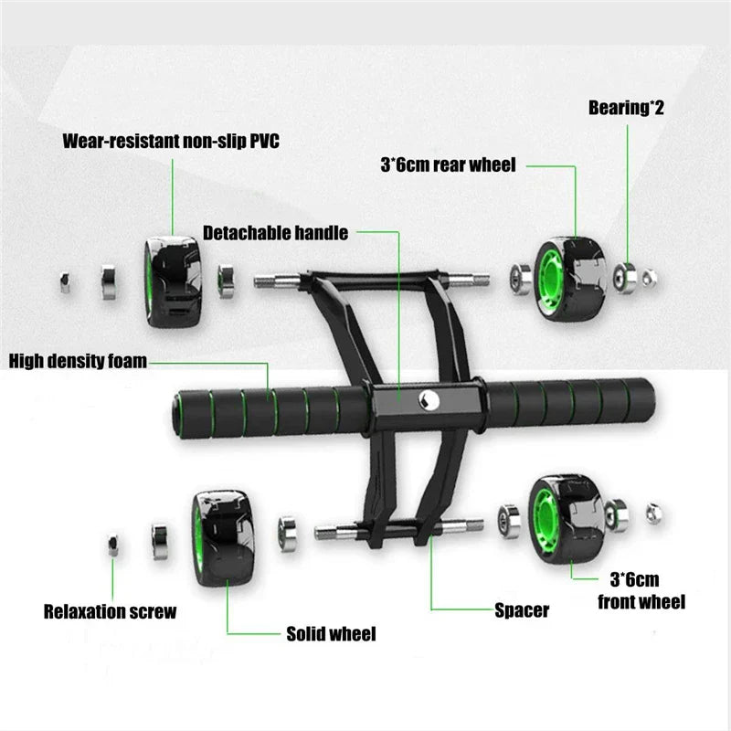 Four Wheeled Abdominal Wheel Ab Roller Non-slip Arm