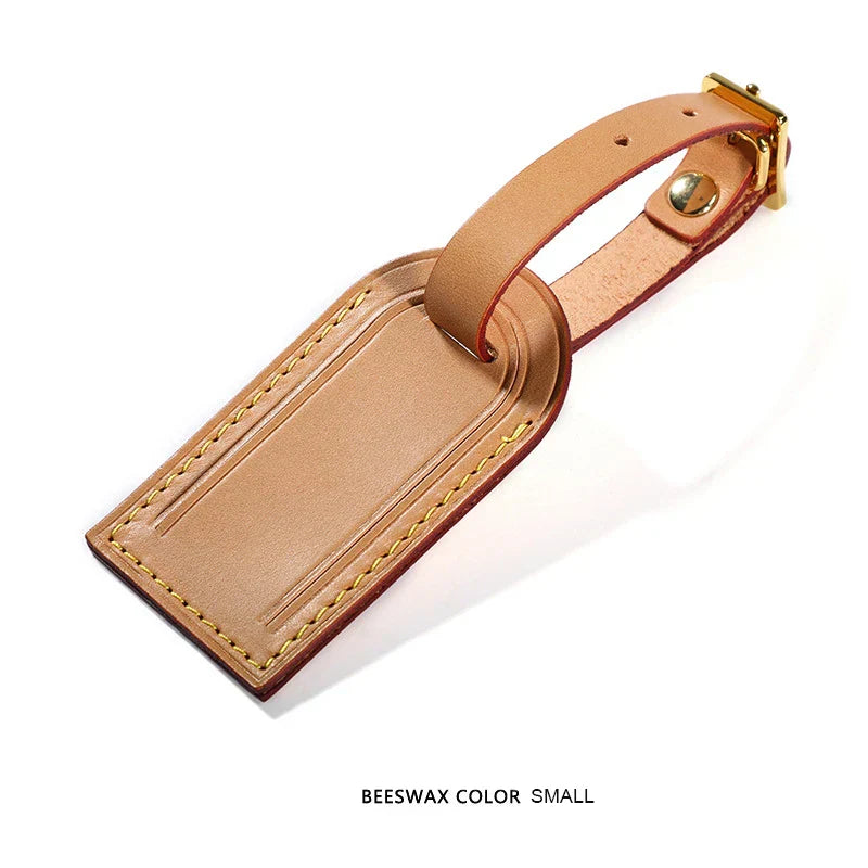 Free Monogrammed Vegetable Tanned Leather Luggage Tag Aircraft