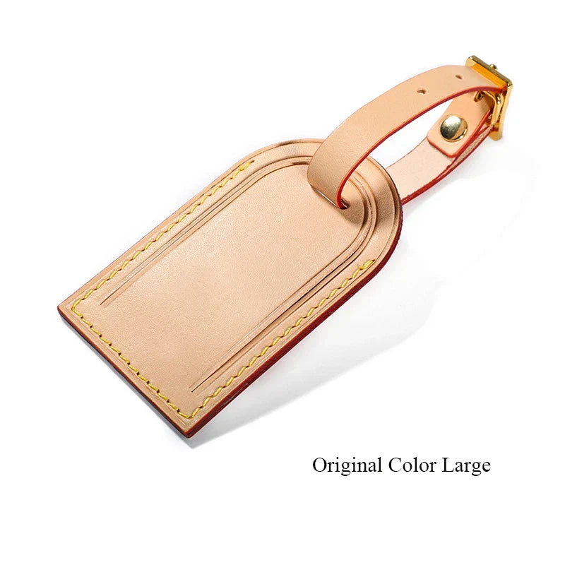 Free Monogrammed Vegetable Tanned Leather Luggage Tag Aircraft