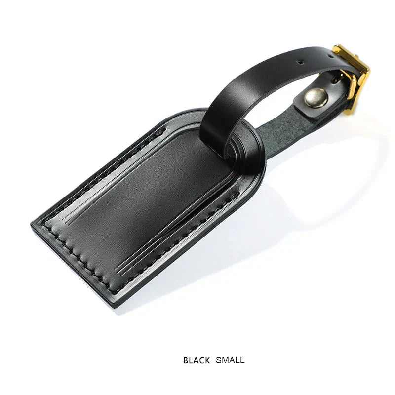 Free Monogrammed Vegetable Tanned Leather Luggage Tag Aircraft