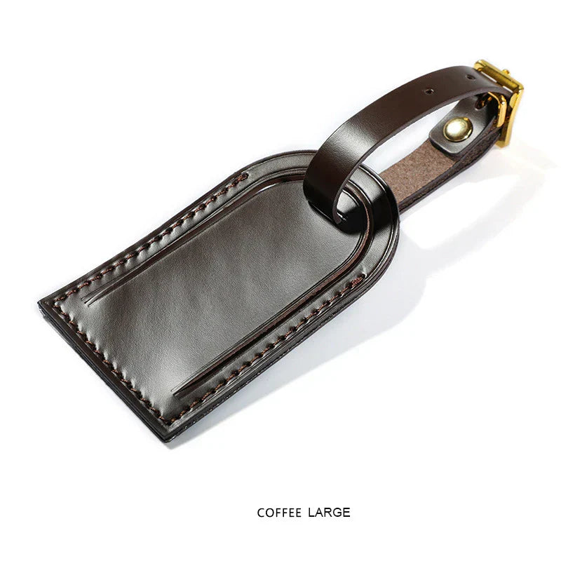 Free Monogrammed Vegetable Tanned Leather Luggage Tag Aircraft