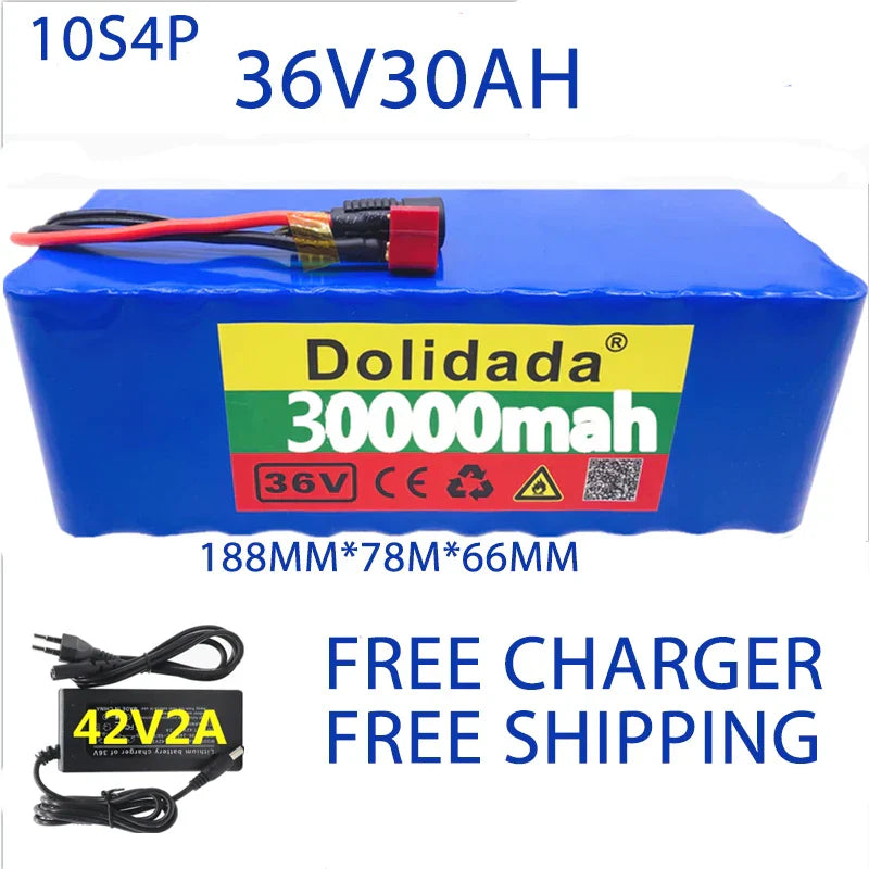 Free shipping 36V battery 10S4P 100Ah battery pack