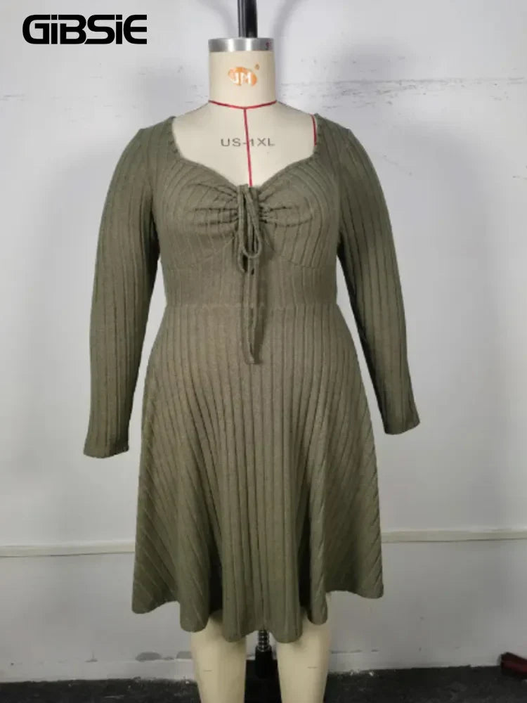 GIBSIE Plus Size Sweettheart Neck Knot Front A-Line