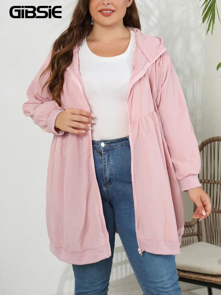GIBSIE Plus Size Womens Casual Long Jackets 2023
