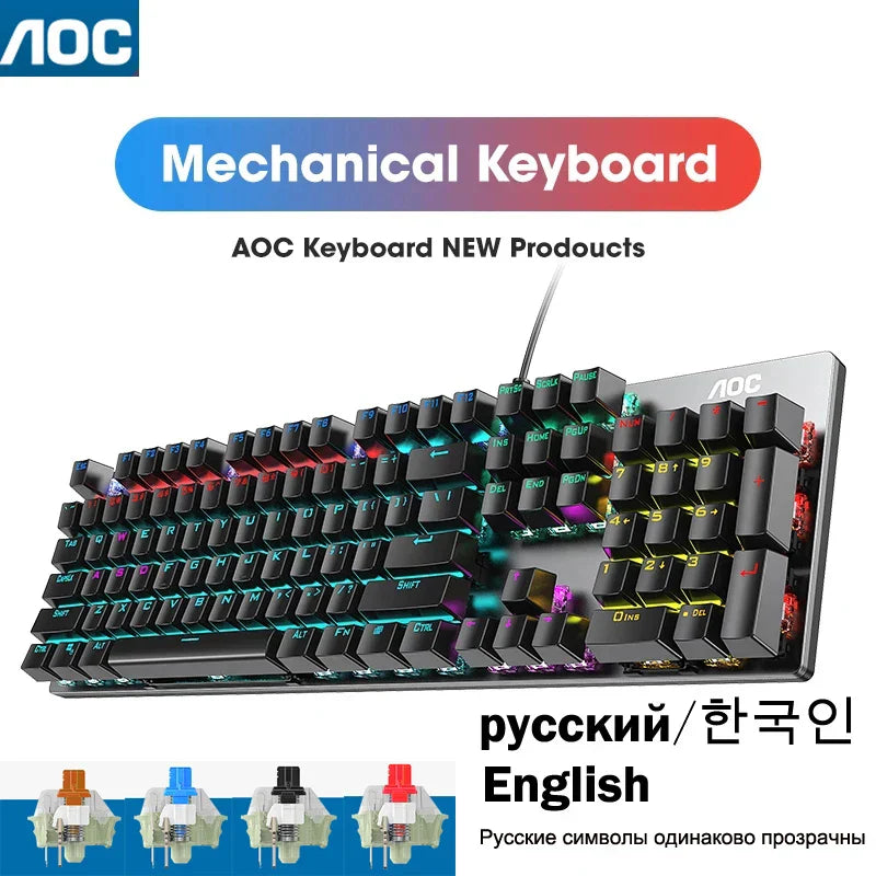 GK410 104 Keys Metal Panel Mechanical Keyboard RGB