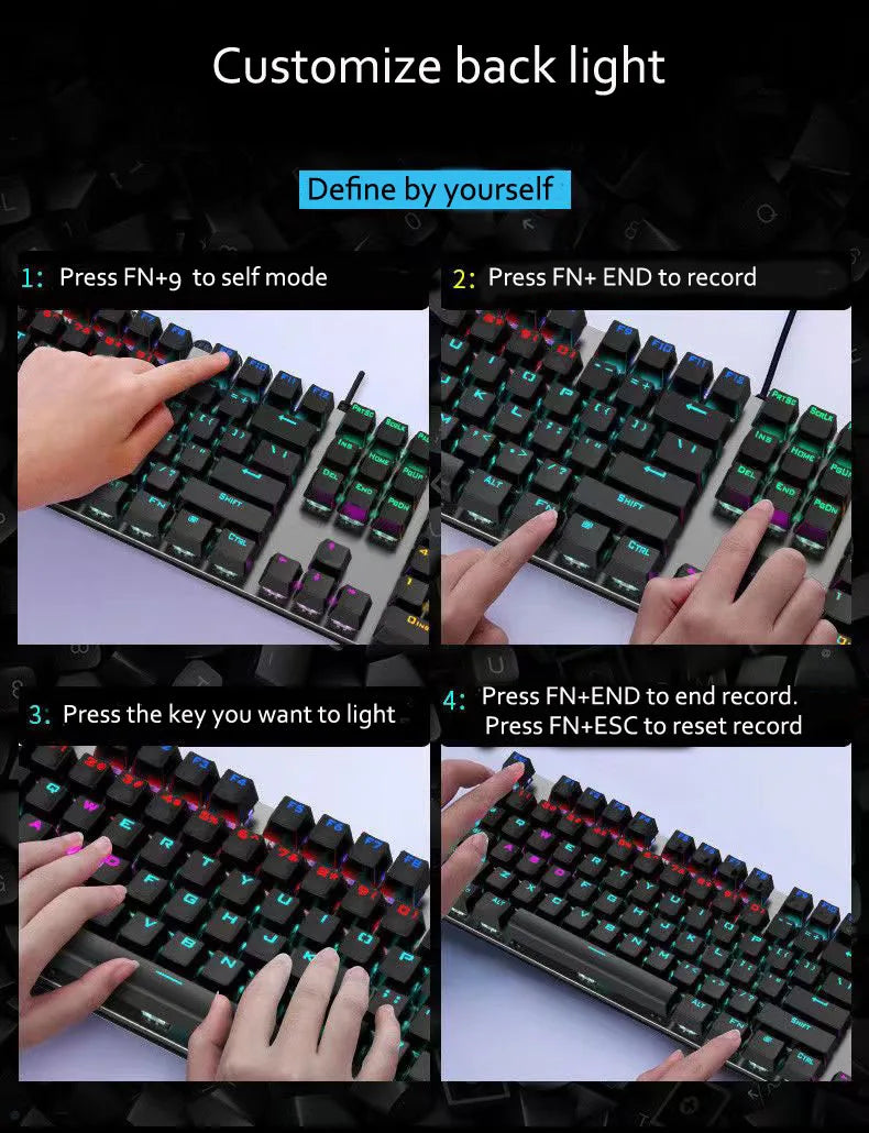 GK410 104 Keys Metal Panel Mechanical Keyboard RGB