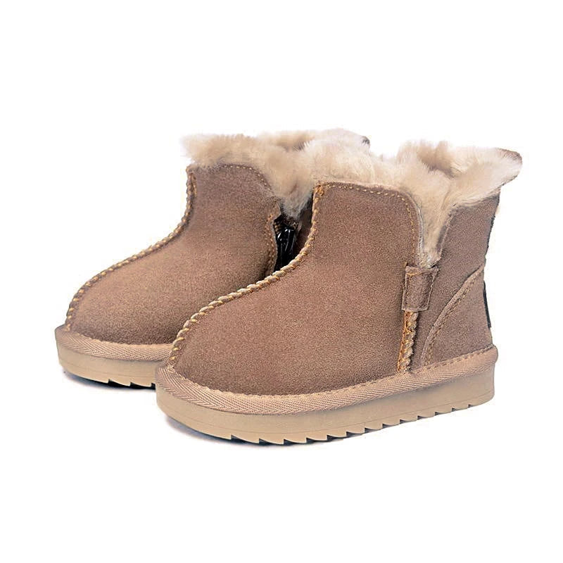 GT-CECD New Winter Children Snow Boots Genuine Leather