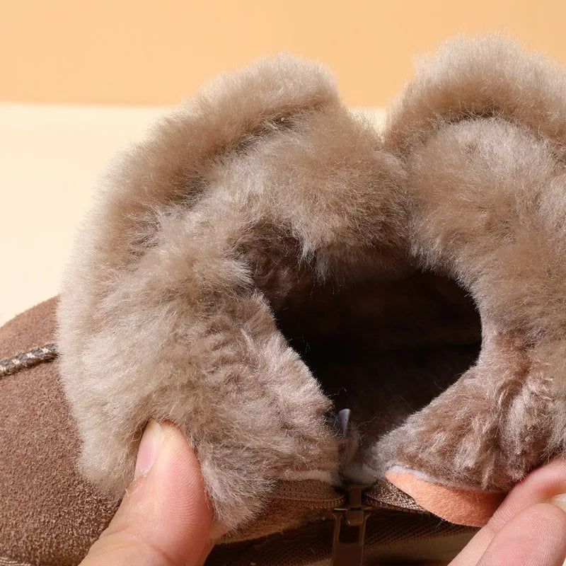 GT-CECD New Winter Children Snow Boots Genuine Leather