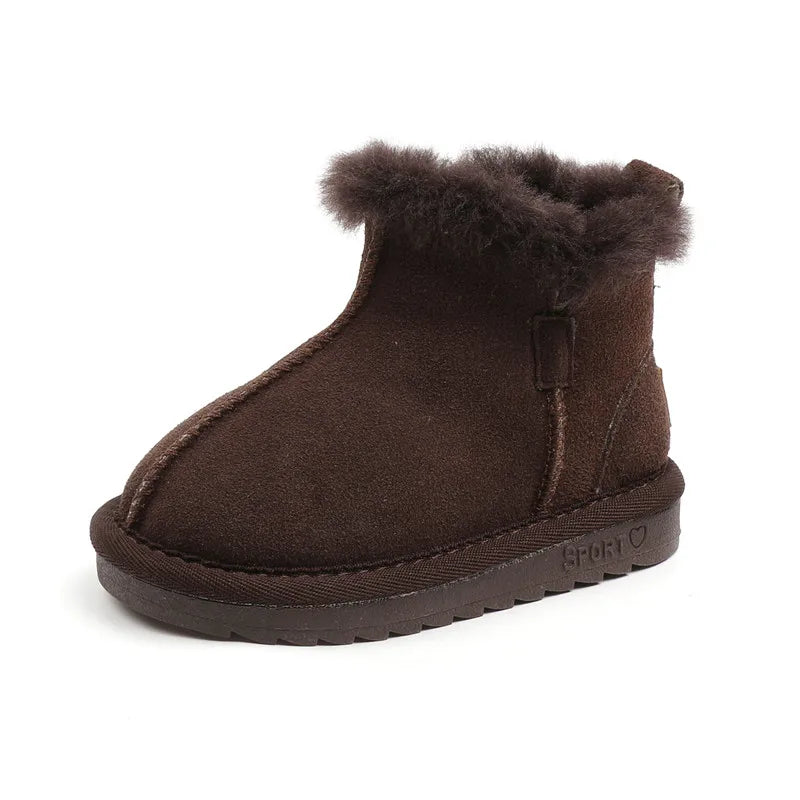 GT-CECD New Winter Children Snow Boots Genuine Leather