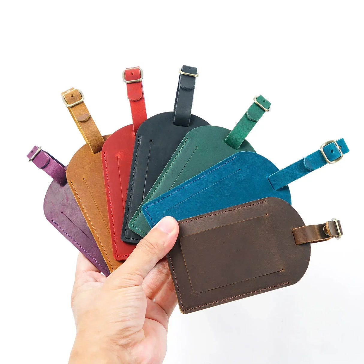 Genuine Leather Luggage Tag Suitcase Identifier Label Baggage