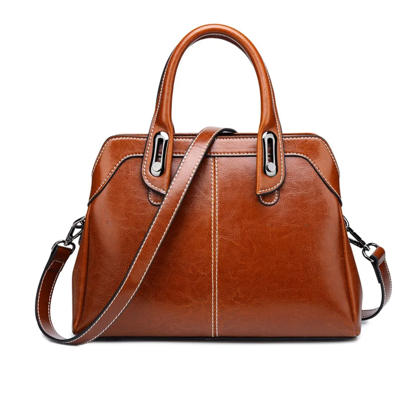 Genuine Leather Women Handbag Top Handle Shoulder Cross