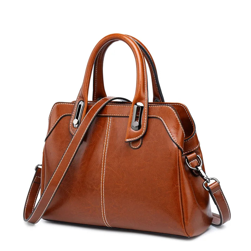 Genuine Leather Women Handbag Top Handle Shoulder Cross
