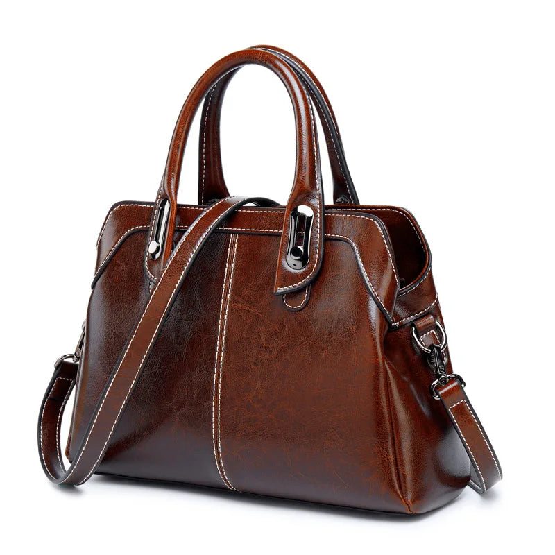 Genuine Leather Women Handbag Top Handle Shoulder Cross