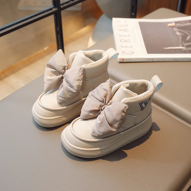 Girls Boots Bow Hook & Loop Versatile Soft