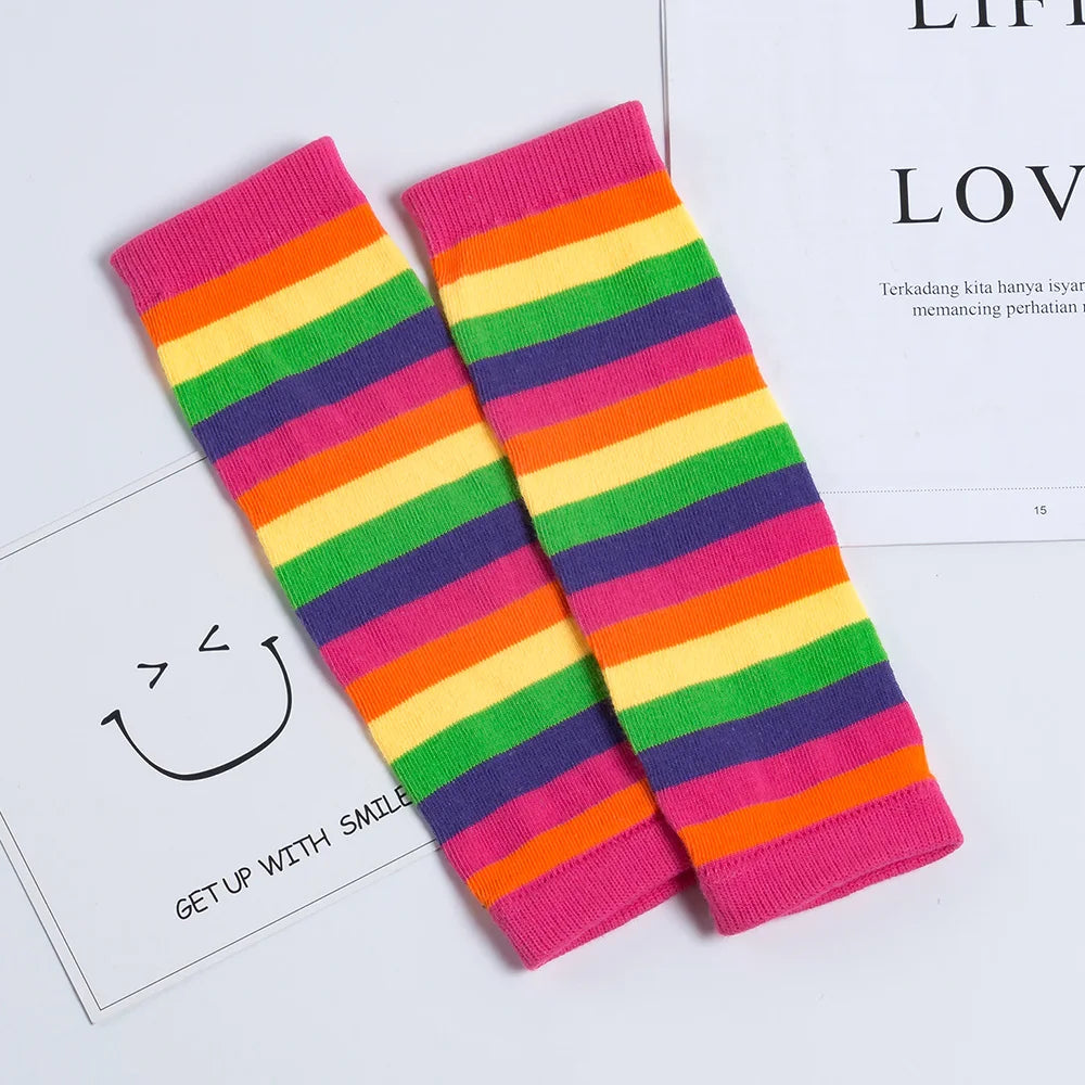 Girls Leg Warmers Stripe Toddler Leggings Cotton Knee