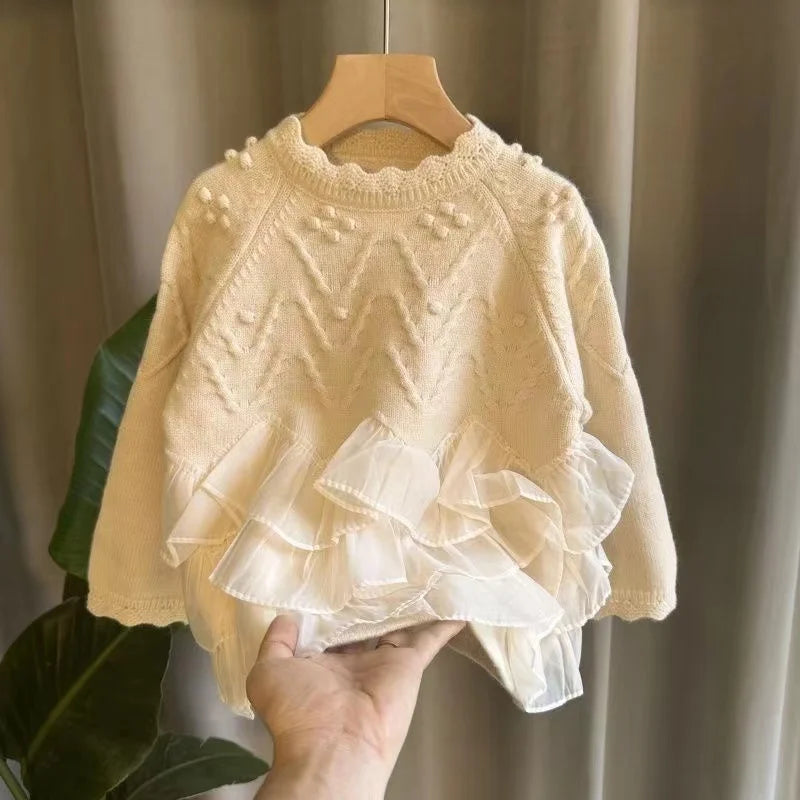 Girls Pullover Sweater Childrens Lace Style Childrens Clothing
