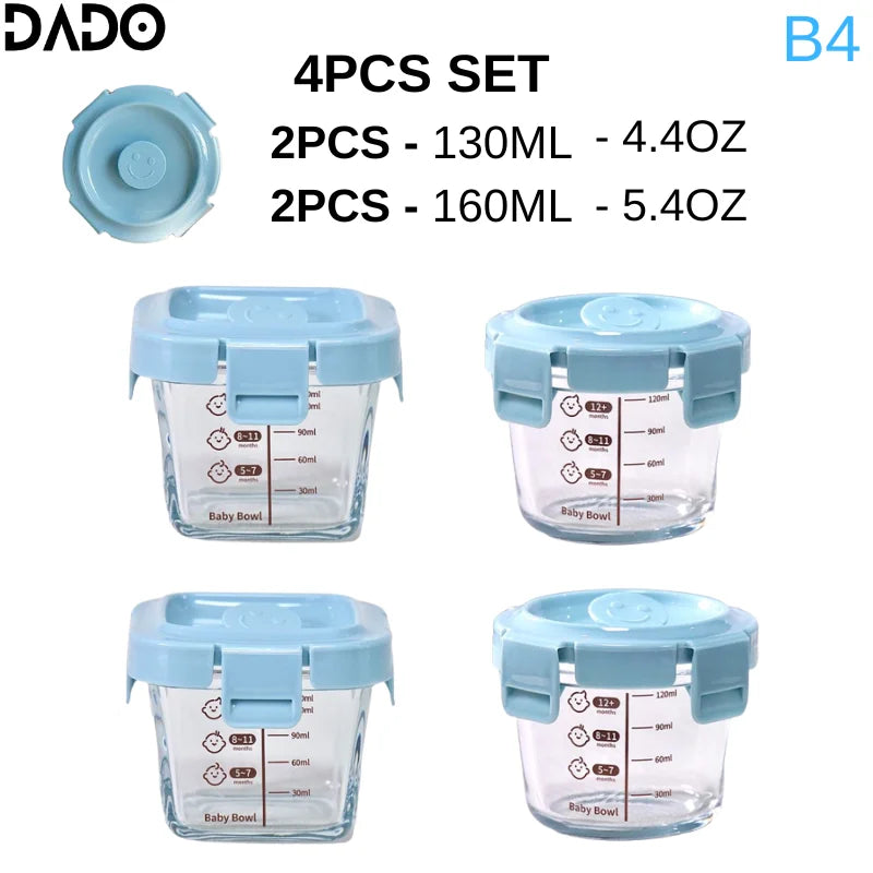 Glass Baby Food Storage Containers Leak-Proof Microwavable Snack