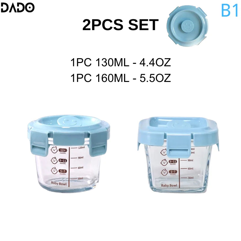 Glass Baby Food Storage Containers Leak-Proof Microwavable Snack