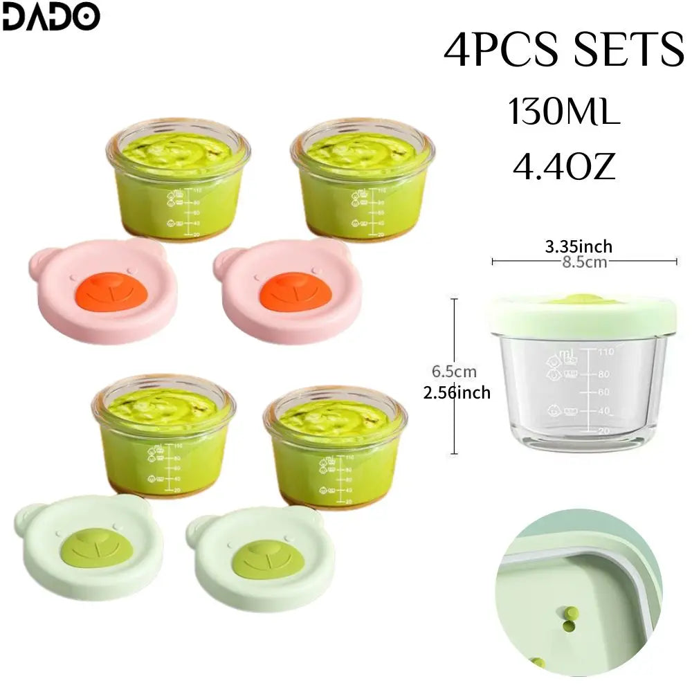Glass Baby Food Storage Containers Leak-Proof Microwavable Snack