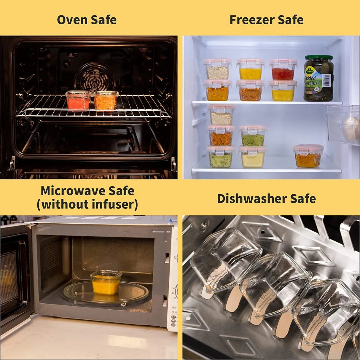 Glass Baby Food Storage Containers Leak-Proof Microwavable Snack