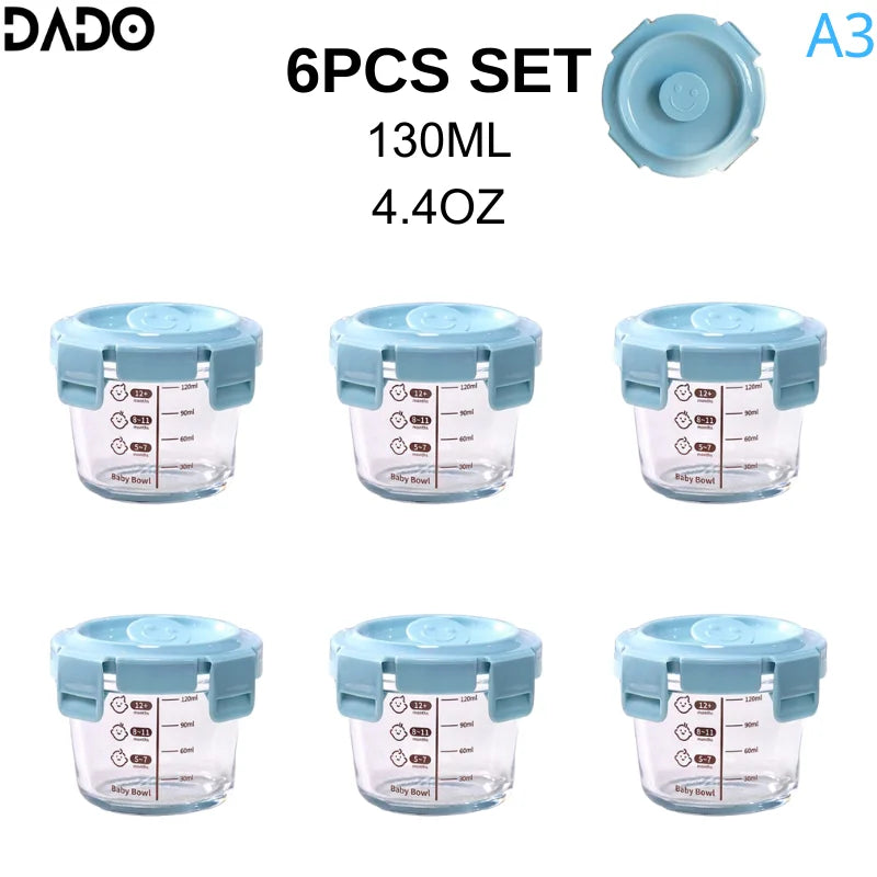 Glass Baby Food Storage Containers Leak-Proof Microwavable Snack