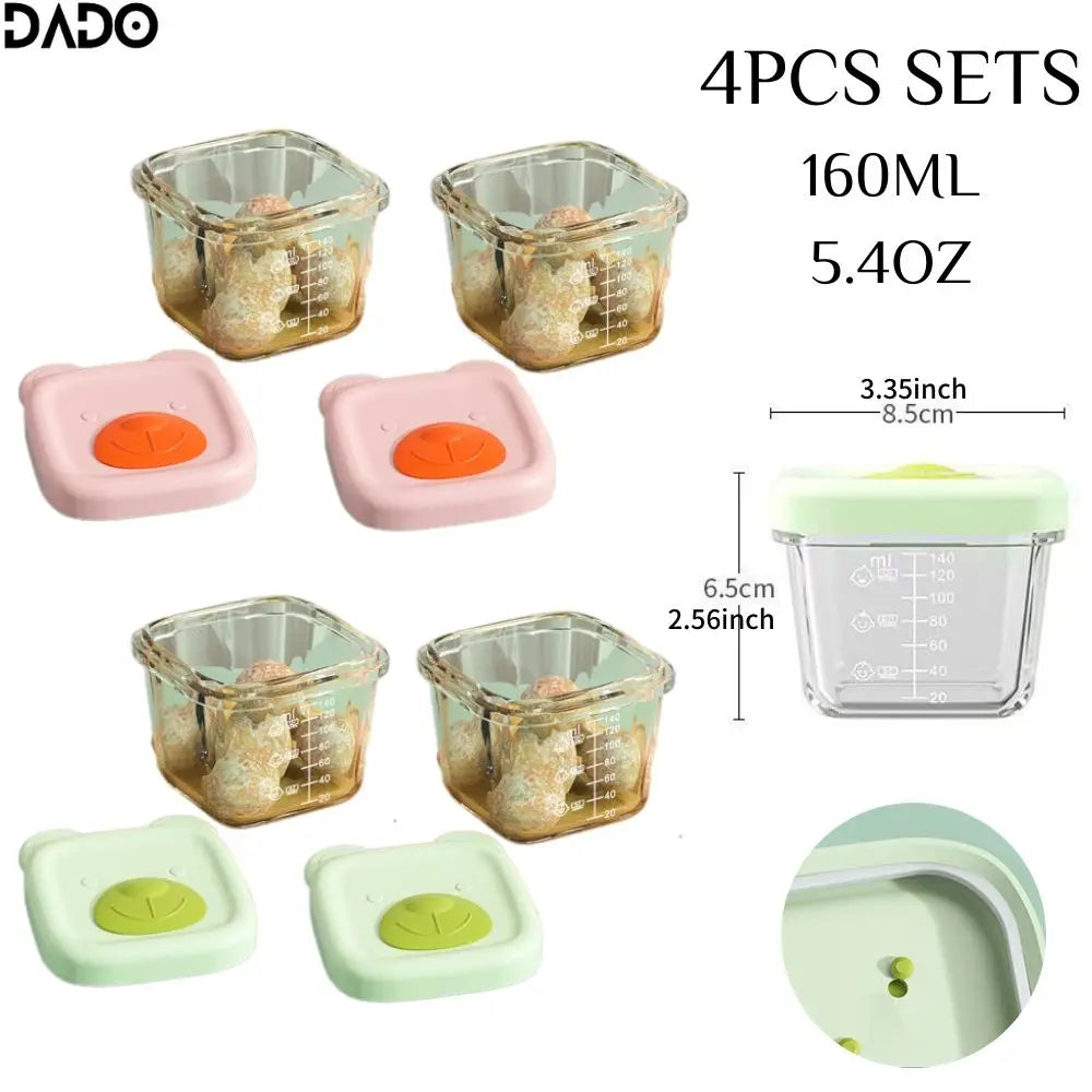 Glass Baby Food Storage Containers Leak-Proof Microwavable Snack