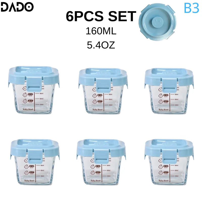 Glass Baby Food Storage Containers Leak-Proof Microwavable Snack