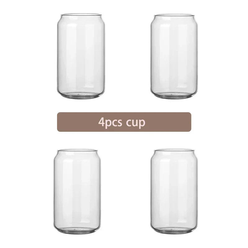 Glass Cup Bamboo Lid Bubble Tea Transparent Cold
