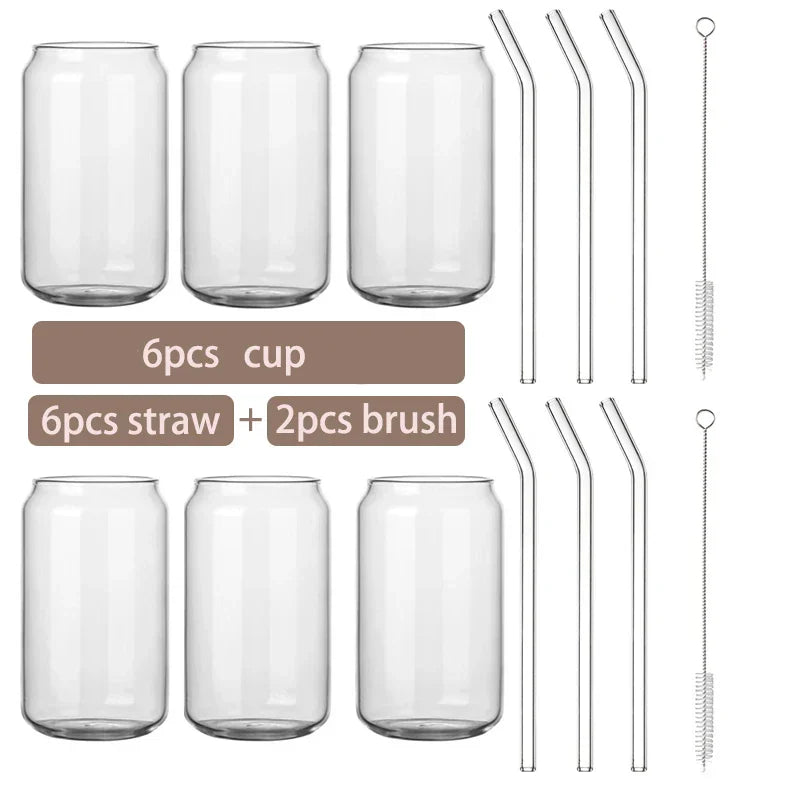 Glass Cup Bamboo Lid Bubble Tea Transparent Cold