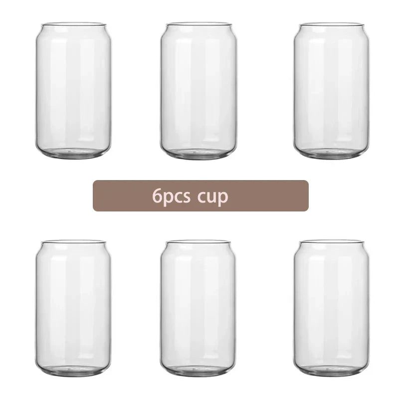 Glass Cup Bamboo Lid Bubble Tea Transparent Cold