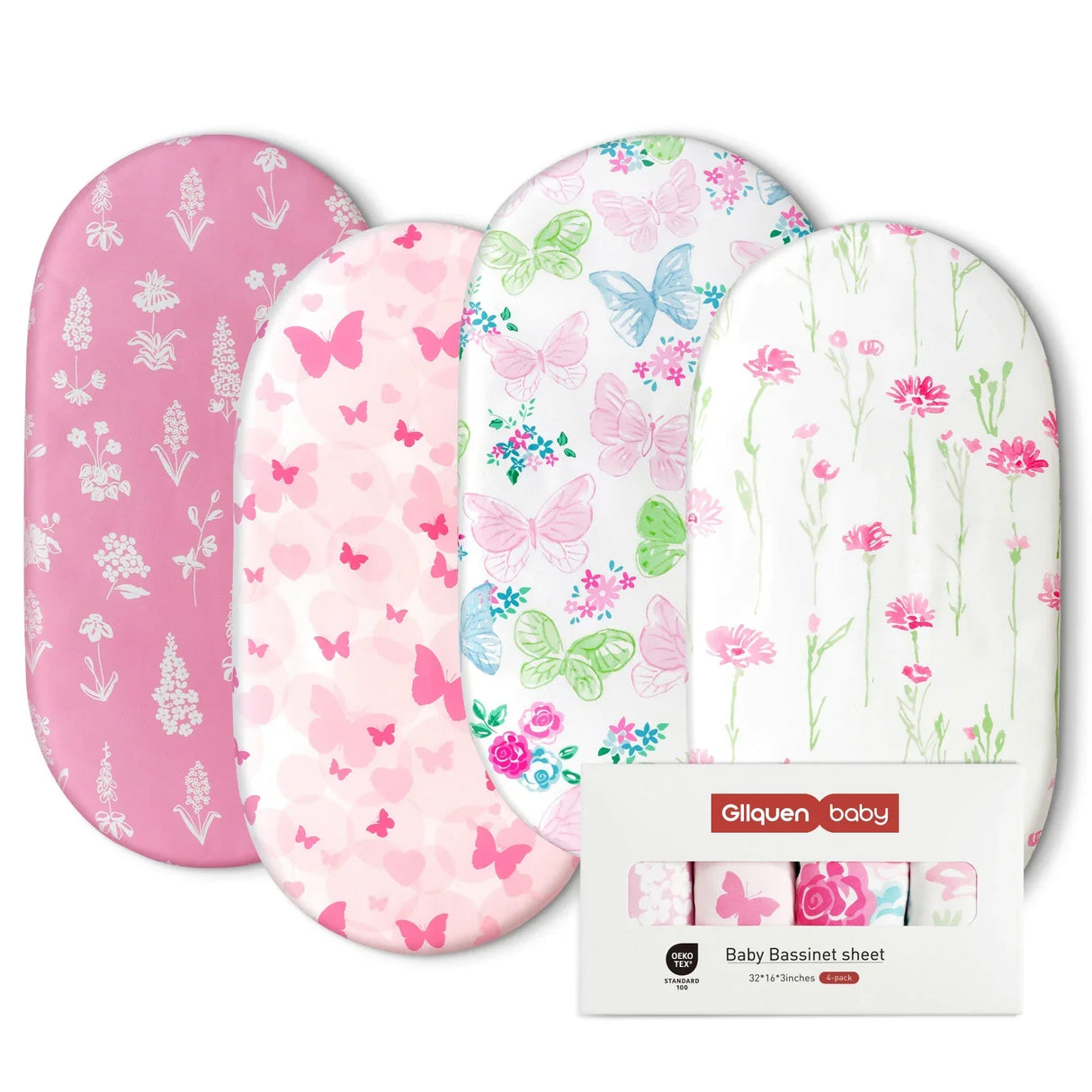 Gllquen Baby Bassinet Sheets Pack Breathable Cozy Fitted