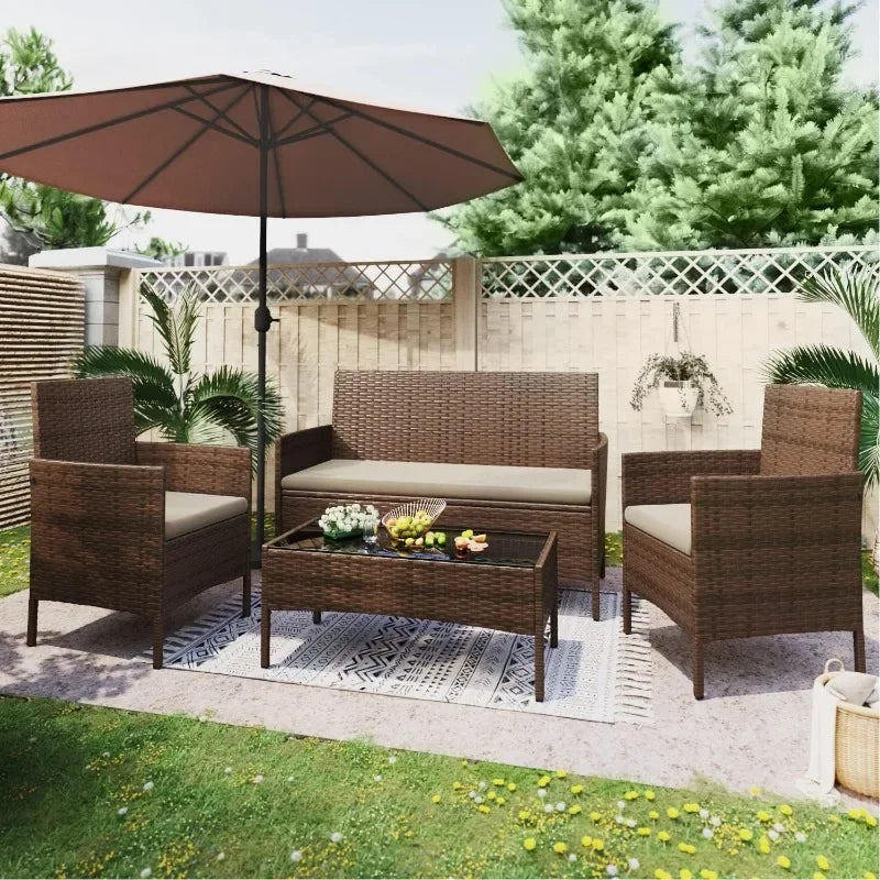Greesum Patio Furniture 4 Pieces Conversation Sets Outdoor