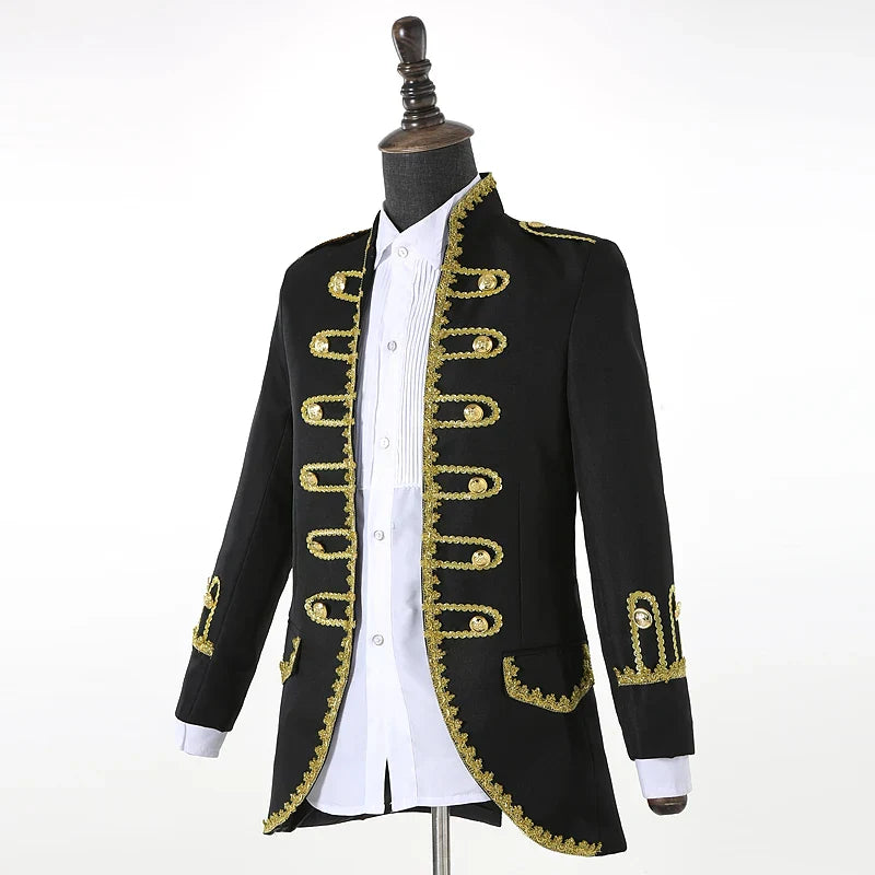 Groom formal Uniform blue white Red Men Court