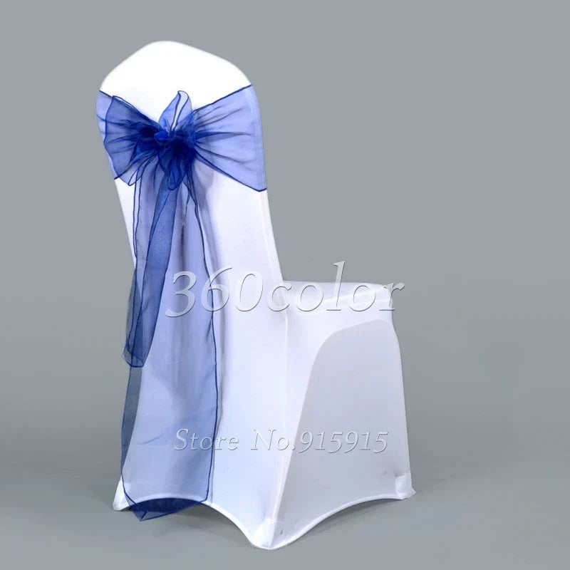 25pcs Sheer Organza Chair Sashes Bow Cover Band