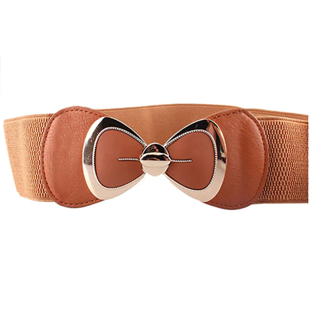 HOT SALES!!!New Arrival Women Bowknot Buckle Metallic Faux Leather Waistband Elastic Croset Waist Belt Wholesale Dropshipping