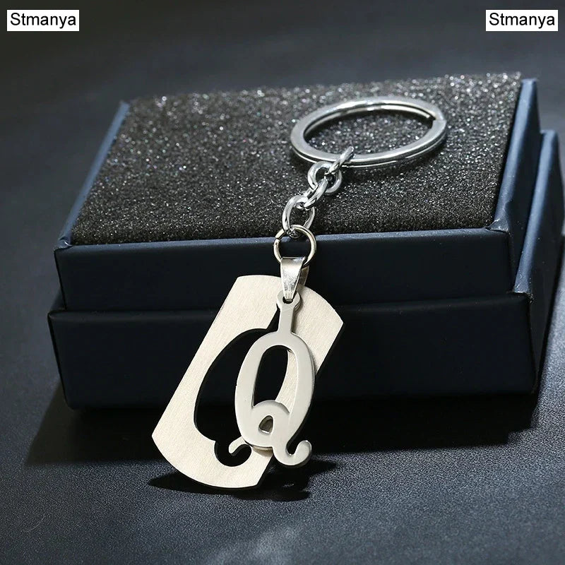 NEW DIY Stainless Steel AZ Letters key Chain