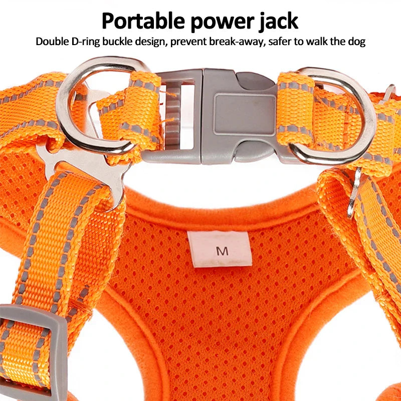Reflective Vest Harness Leash Adjustable Mesh Vest Dog