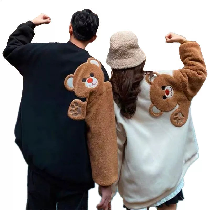 2024 Spring Harajuku Men Round Neck Sweatshirt Flocking