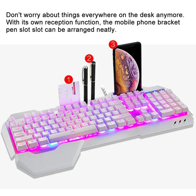 Mechanical Rainbow Backlit Gaming Keyboard and Optical Mice