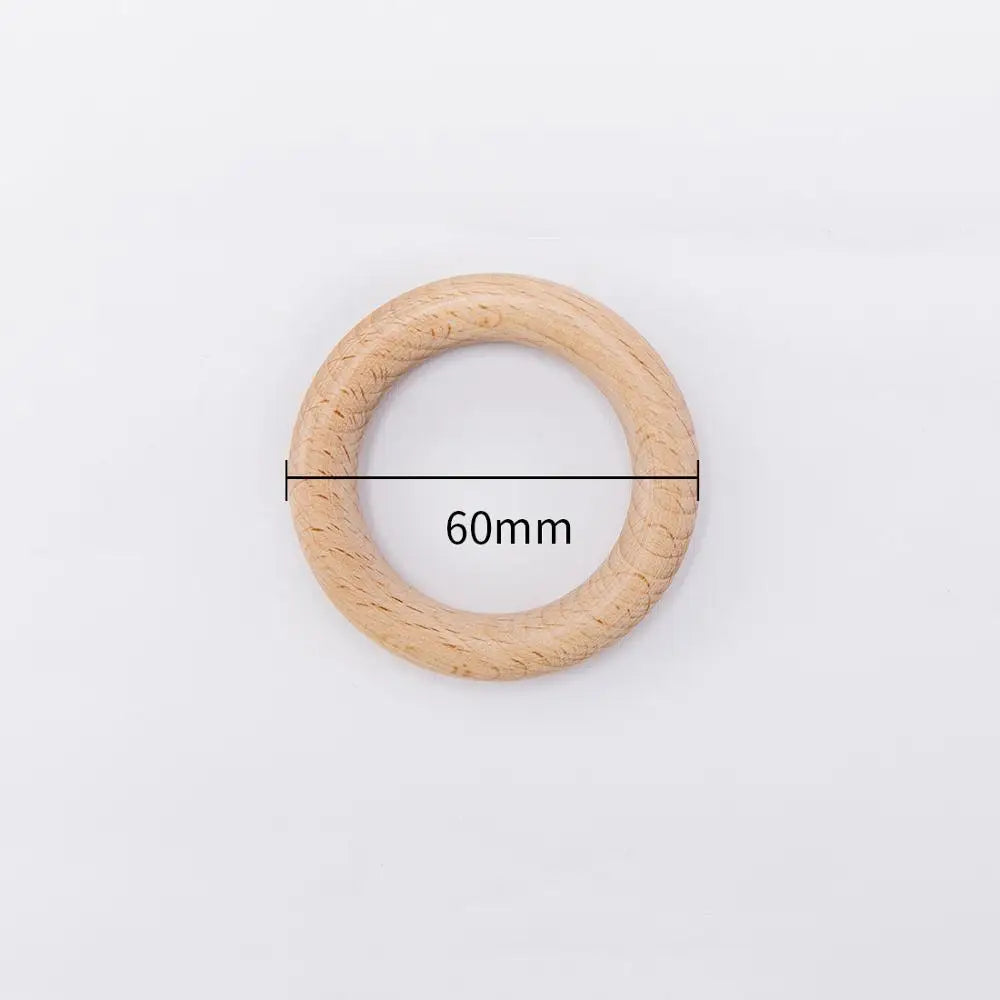 Mamihome 50pc 40mm-70mm Beech Wooden Rings Baby Teether