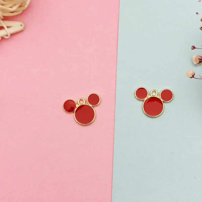 20pcs Drop Oil Mickey Head Shaped Enamel Charms