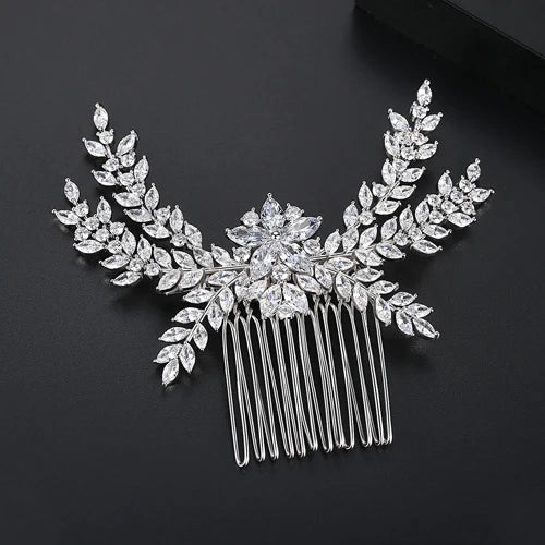 LUOTEEMI Luxury Cubic Zirconia Bridal Hair Comb Big