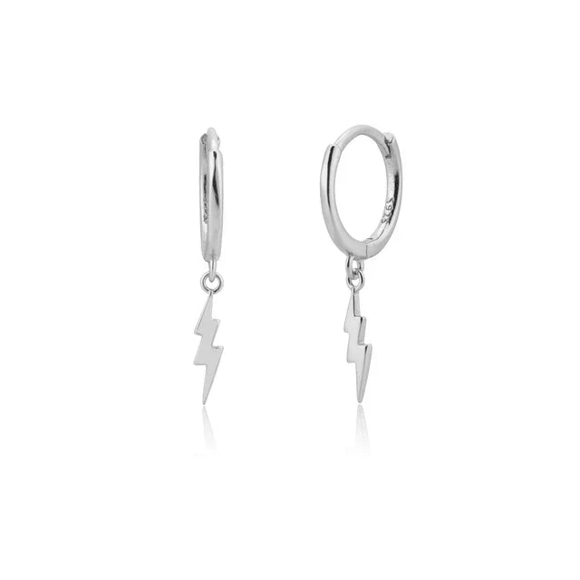 CCFJOYAS 925 Sterling Silver Lightning/Awl/Animal Pendant Hoop Earrings