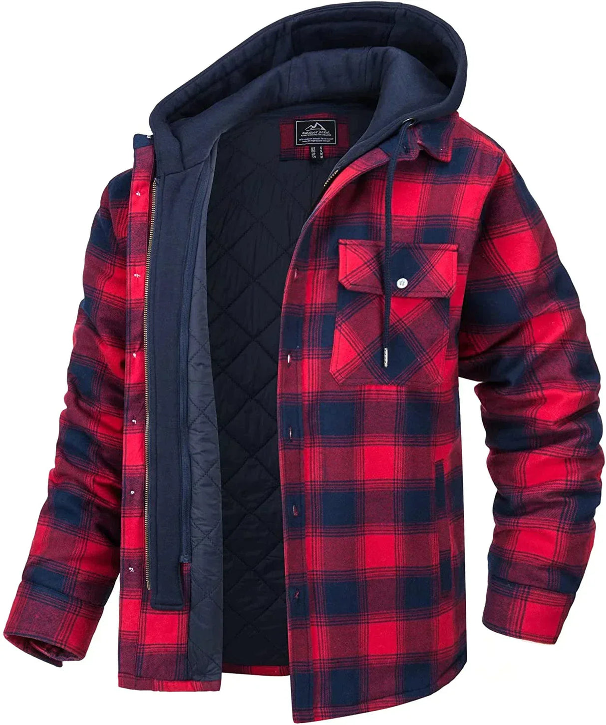 TACVASEN Men's Flannel Shirt Jacket with Removable Hood
