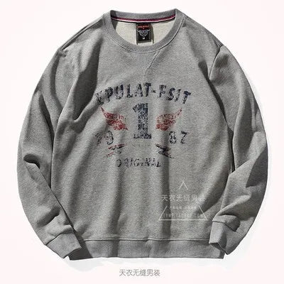 American Retro Terry Printed Hoodies Men's Pure Cotton